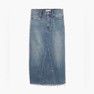 MADEWELL SIZE 25 Rigid Denim Midi Skirt in Camille Wash